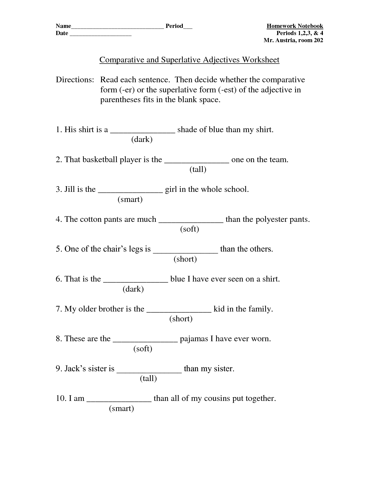 La Familia Semester 24/Week 24 Possessive Adjectives & Comparatives Regarding Possessive Adjectives Spanish Worksheet