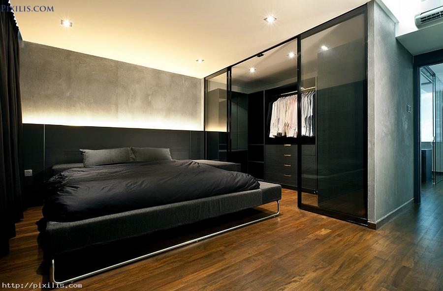 Bedroom Man Bedroom Ideas Exposed Concrete Walls Glass