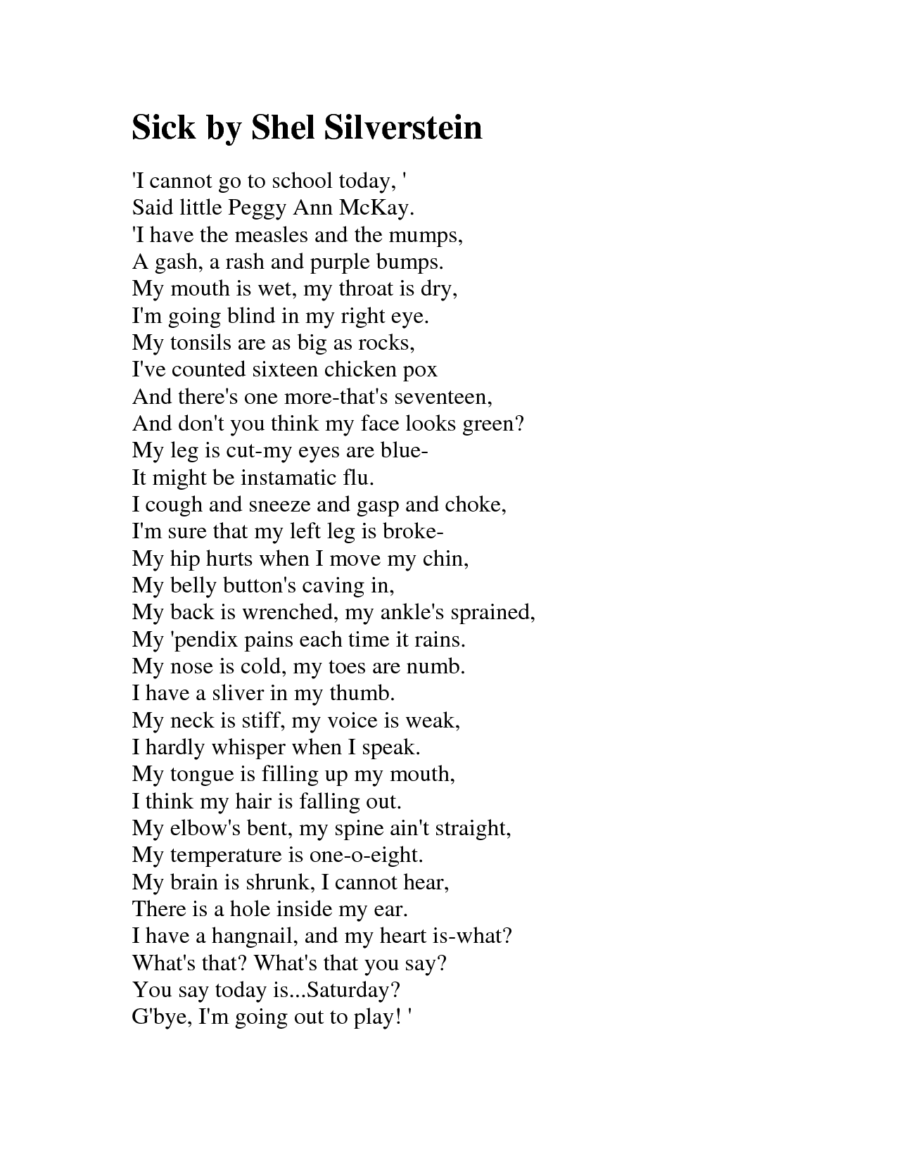 Silverstein poems top ten by shel Top 10